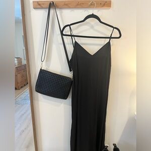 GAP Black Satin Slip Midi Dress